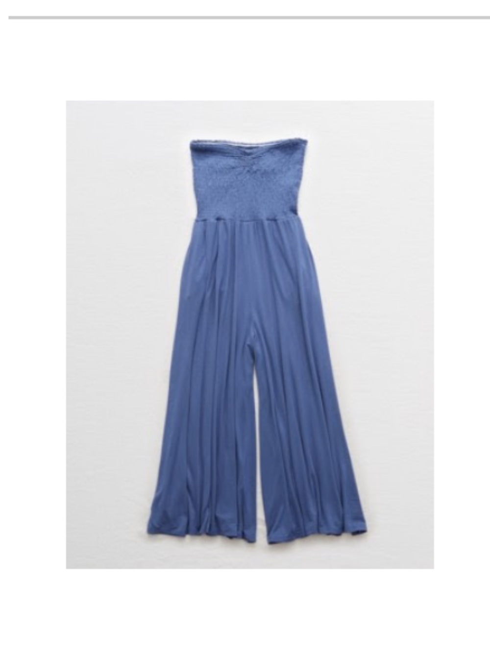aerie Strapless Wide-Leg Jumpsuit in Periwinkle Blue